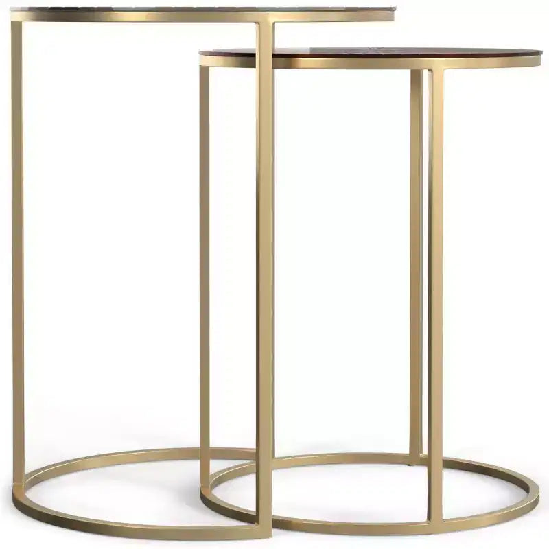 2pc Oakdale Nesting Tables Antique Nickel/Antique Copp - WyndenHall