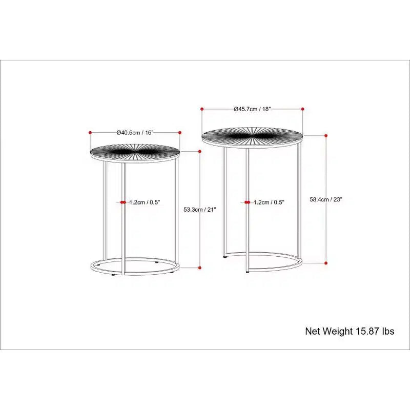 2pc Oakdale Nesting Tables Antique Nickel/Antique Copp - WyndenHall