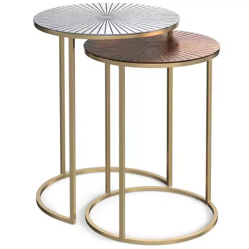 2pc Oakdale Nesting Tables Antique Nickel/Antique Copp - WyndenHall