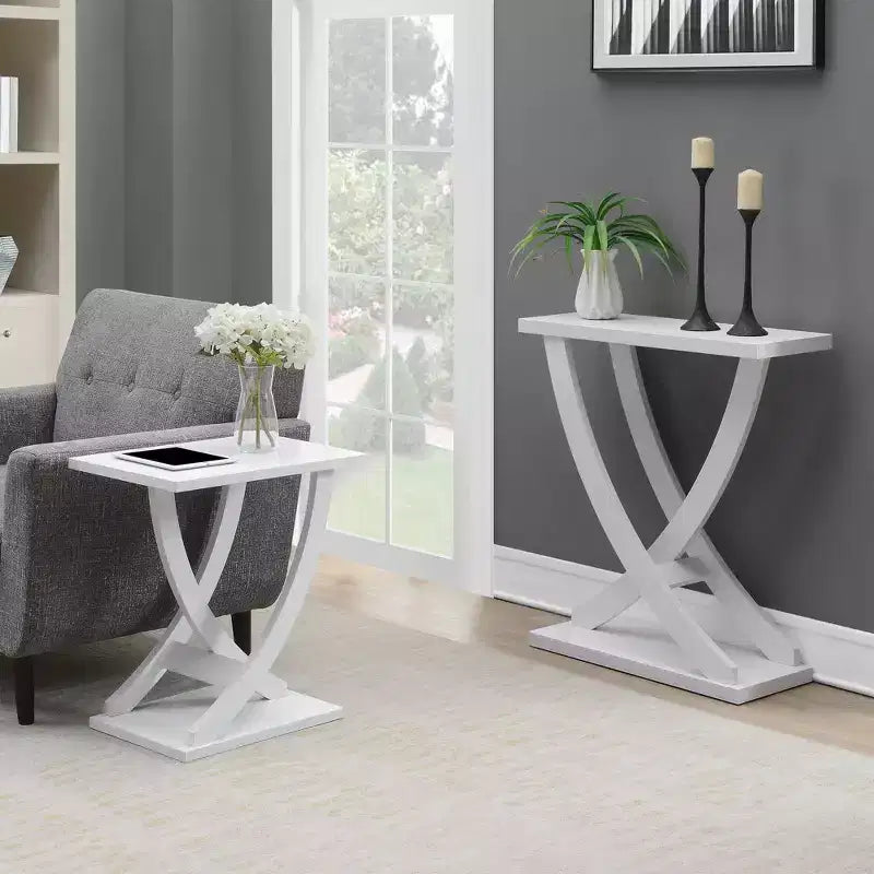Table d'appoint Breighton Home Newport à croisillons, blanche