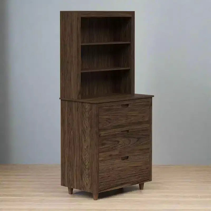 Teamson Home Ellery Freestanding Hutch Cabinet with Open Shelves Walnut