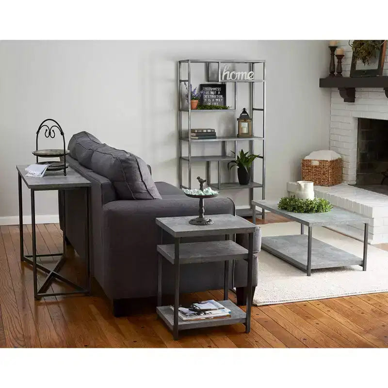 Household Essentials Jamestown Rectangular End Table Gray