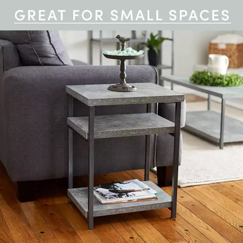 Household Essentials Jamestown Rectangular End Table Gray