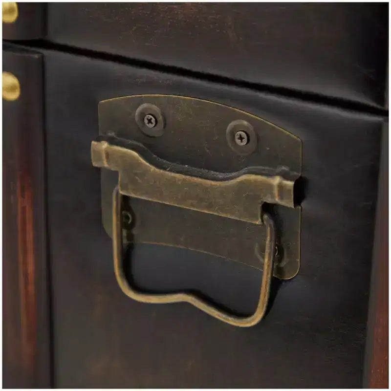 Olivia & May Set of 3 Faux Leather Studded Trunk with Latches and Handles Dark Brown: Indoor Traditional Decor, Fully Assembled