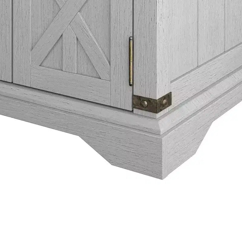 Festivo 2 Door Side Table Gray: Farmhouse Style, Built-in USB/AC Outlets, Adjustable Shelf