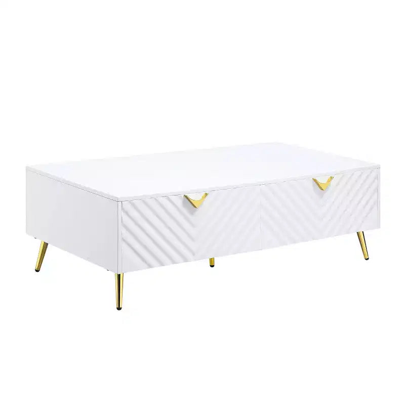 53" Gaines Coffee Table White High Gloss Finish - Acme Furniture: Chic Rectangular Design, No Assembly Required