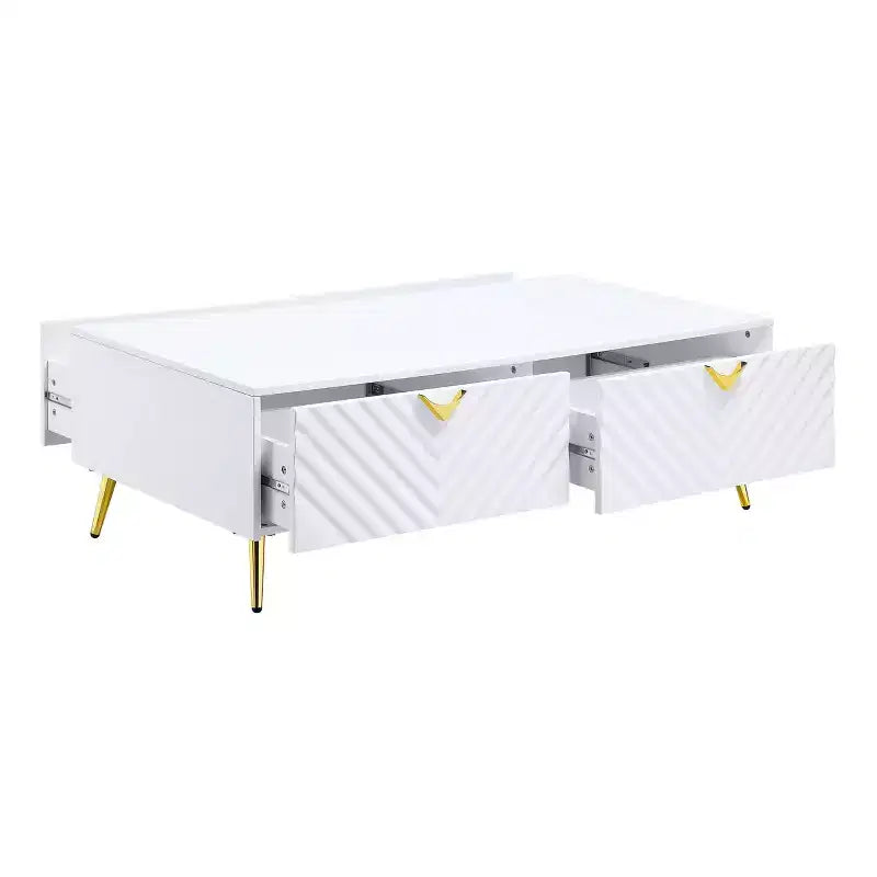 53" Gaines Coffee Table White High Gloss Finish - Acme Furniture: Chic Rectangular Design, No Assembly Required