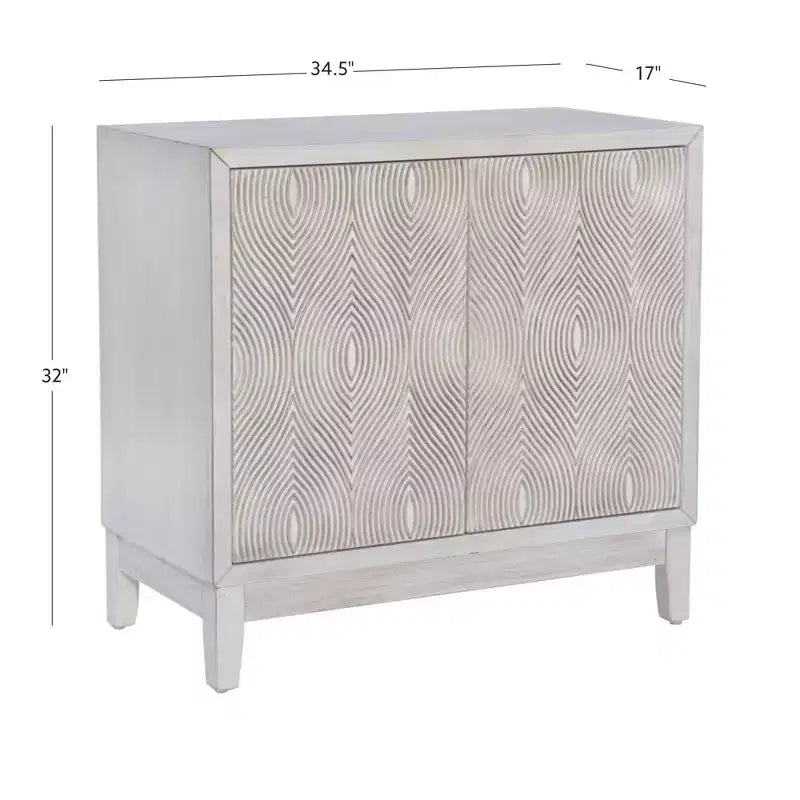 Powell Buchanan Solid Wood Two Door Two Shelf Accent Cabinet Anitique White