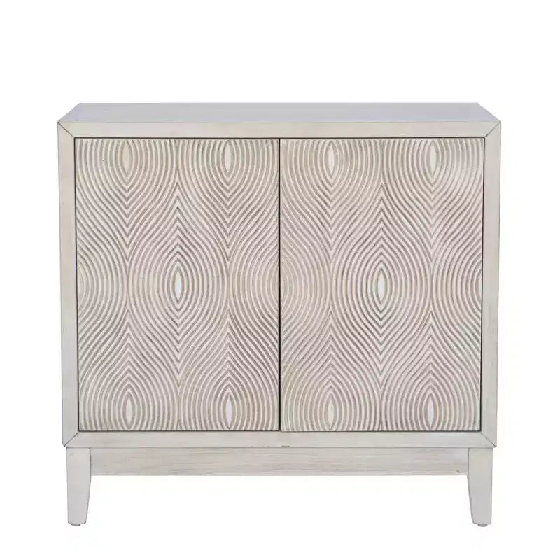 Powell Buchanan Solid Wood Two Door Two Shelf Accent Cabinet Anitique White