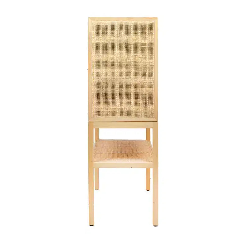 Storied Home Woven 47" Tall Decorative Storage Cabinet Natural: Rattan & Pine, 2-Door with Shelf