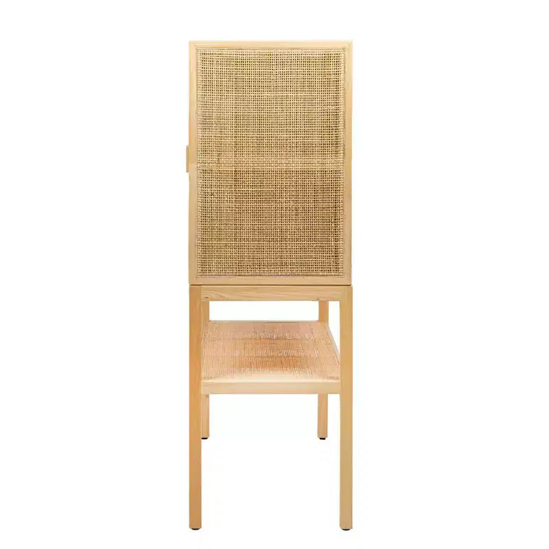 Storied Home Woven 47" Tall Decorative Storage Cabinet Natural: Rattan & Pine, 2-Door with Shelf