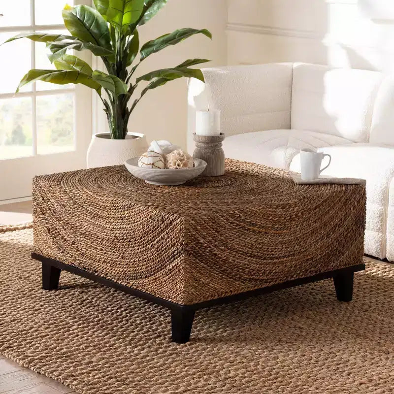 bali & pari Verino Coffee Table Natural Seagrass/Espresso Brown