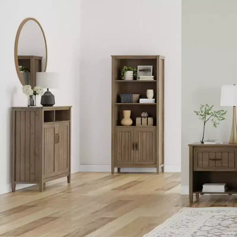 Rowan Medium Storage Cabinet Smoky Brown - WyndenHall: Adjustable Shelves, Media Stand, Cord Management