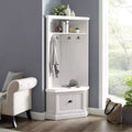 Mobile da ingresso Seaside Corner Hall Tree bianco anticato: Organizzatore con scarpiera e 4 ganci
