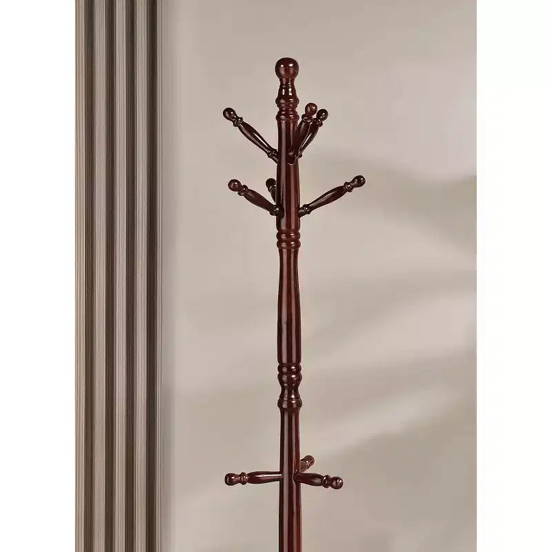 71.5" Swivel Coat Rack Cherry Wood - Ore International: Umbrella Storage, Spinning Top, Double Tier Hooks