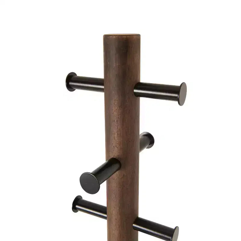 Umbra Wood Pillar Coat Rack Black/Walnut: 8-Hook, Freestanding, Easy Assembly, 66" Tall