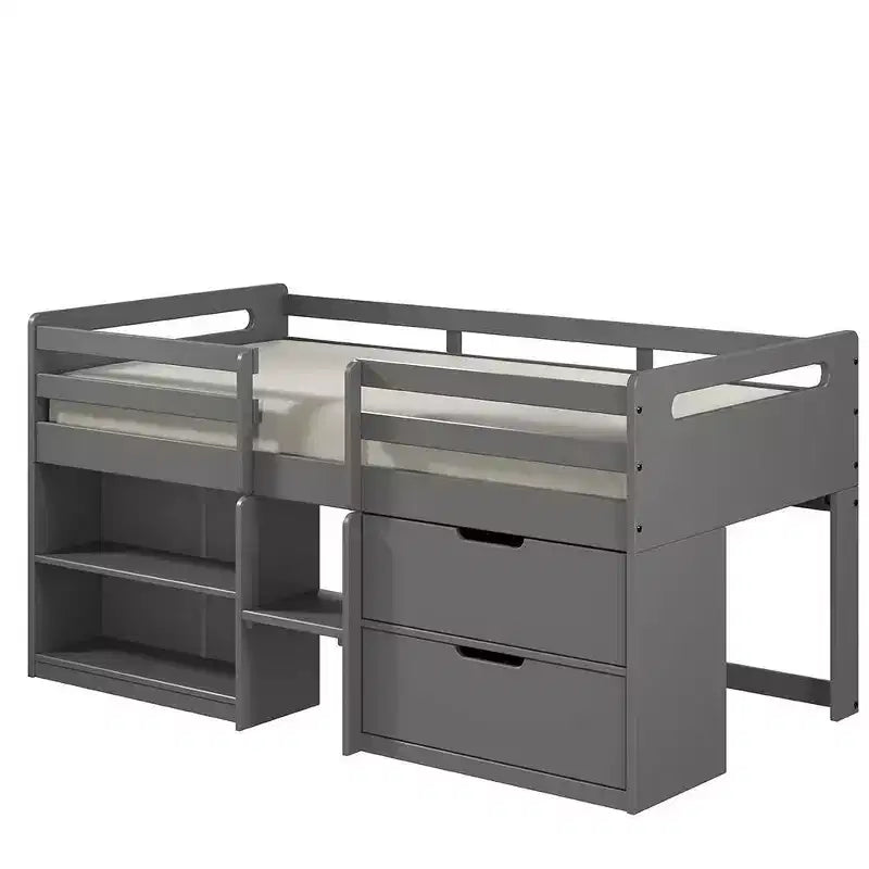 77"Twin Loft Bed Fabiana Loft and Bunk Bed Gray Finish - Acme Furniture