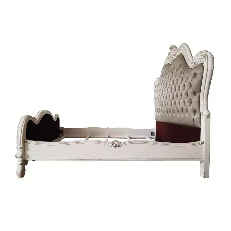 99" Queen Bed Versailles Vintage Gray PU Leather, Button Tufted - Acme Furniture
