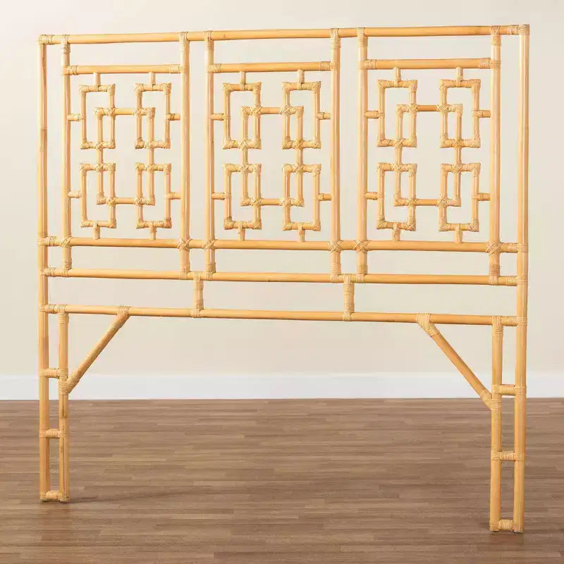 bali & pari Queen Size Galvan Rattan Standalone Headboard Light Honey
