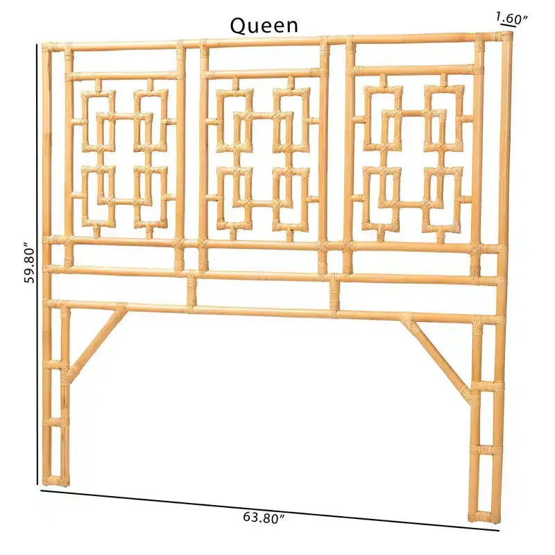bali & pari Queen Size Galvan Rattan Standalone Headboard Light Honey