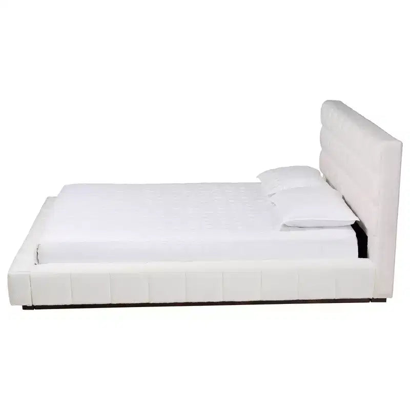 Baxton Studio Queen Size Braylin Teddy Bear Fabric Platform Bed White