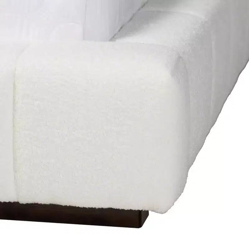 Baxton Studio Queen Size Braylin Teddy Bear Fabric Platform Bed White
