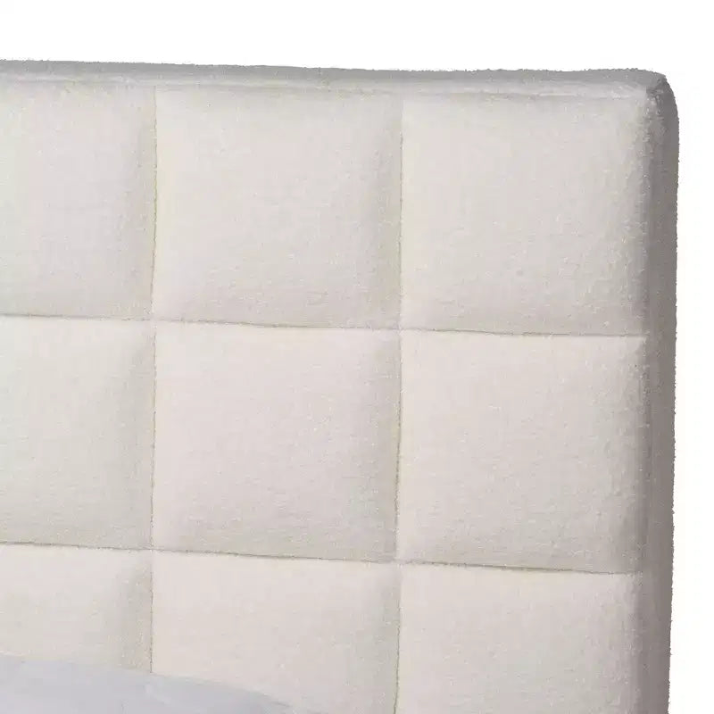 Baxton Studio Queen Size Braylin Teddy Bear Fabric Platform Bed White