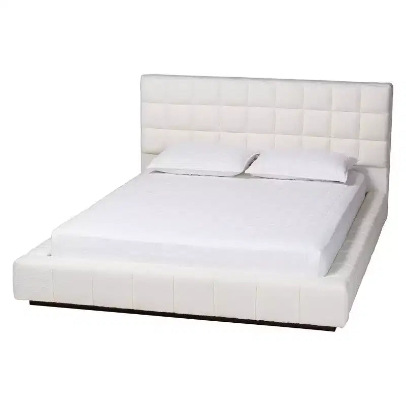 Baxton Studio Queen Size Braylin Teddy Bear Fabric Platform Bed White