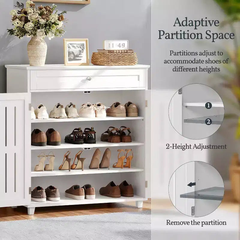 Yaheetech 4 Tier Wooden Shoe Storage Cabinet