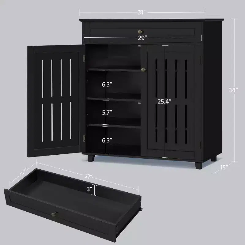 Yaheetech 4 Tier Wooden Shoe Storage Cabinet