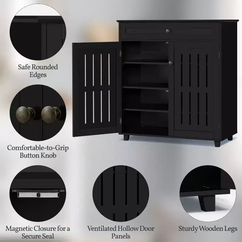 Yaheetech 4 Tier Wooden Shoe Storage Cabinet