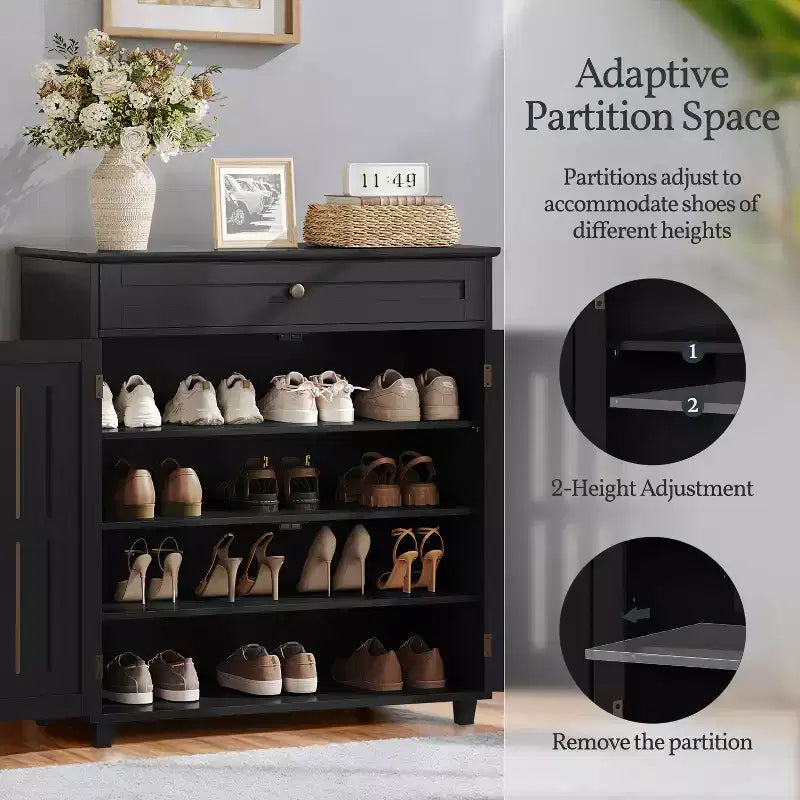 Yaheetech 4 Tier Wooden Shoe Storage Cabinet