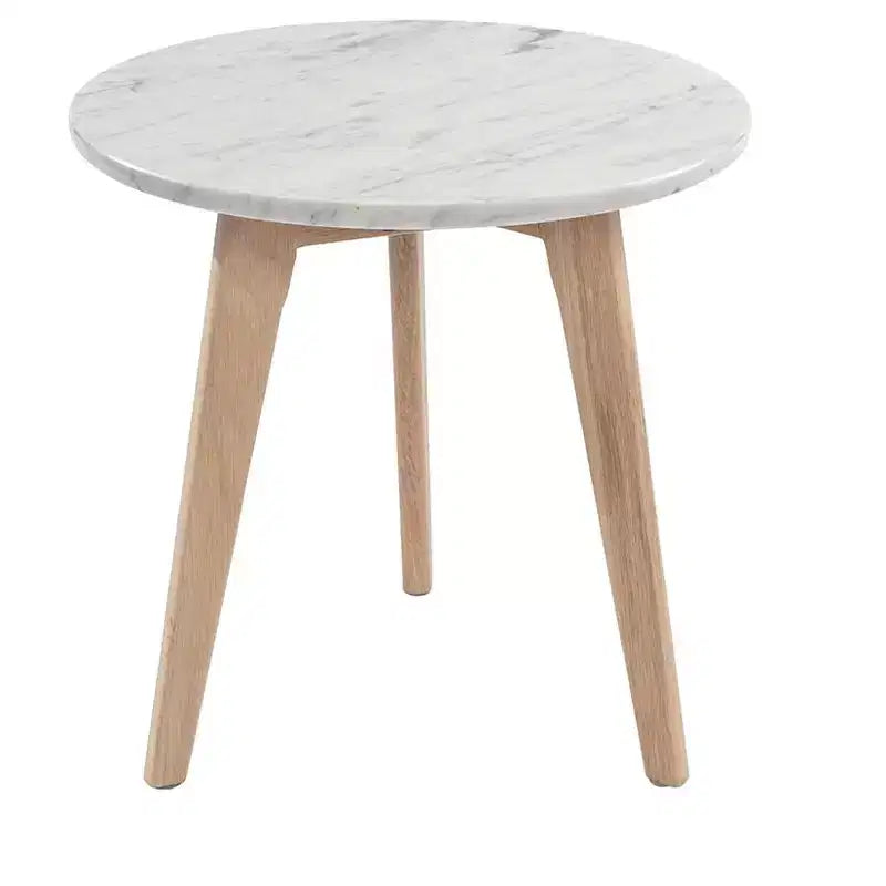 The Bianco Collection Cherie 15 Round Italian Carrara White Marble Side Table