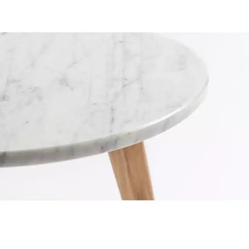 The Bianco Collection Cherie 15 Round Italian Carrara White Marble Side Table