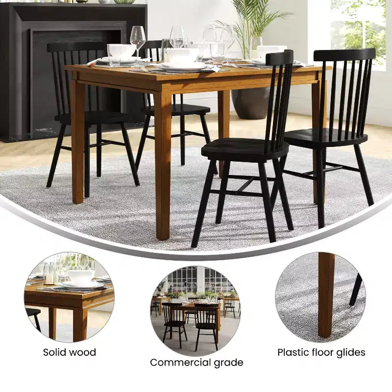 Merrick Lane Wooden Dining Table with Tapered Legs