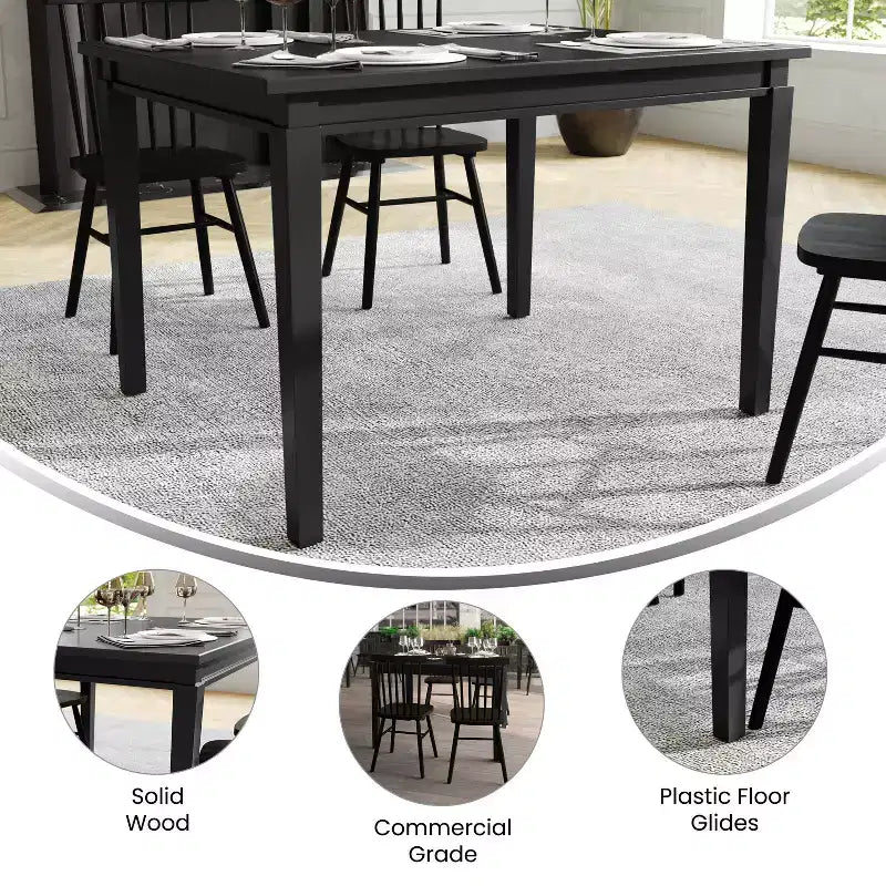 Merrick Lane Wooden Dining Table with Tapered Legs