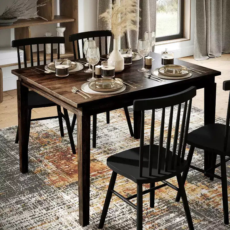 Merrick Lane Wooden Dining Table with Tapered Legs