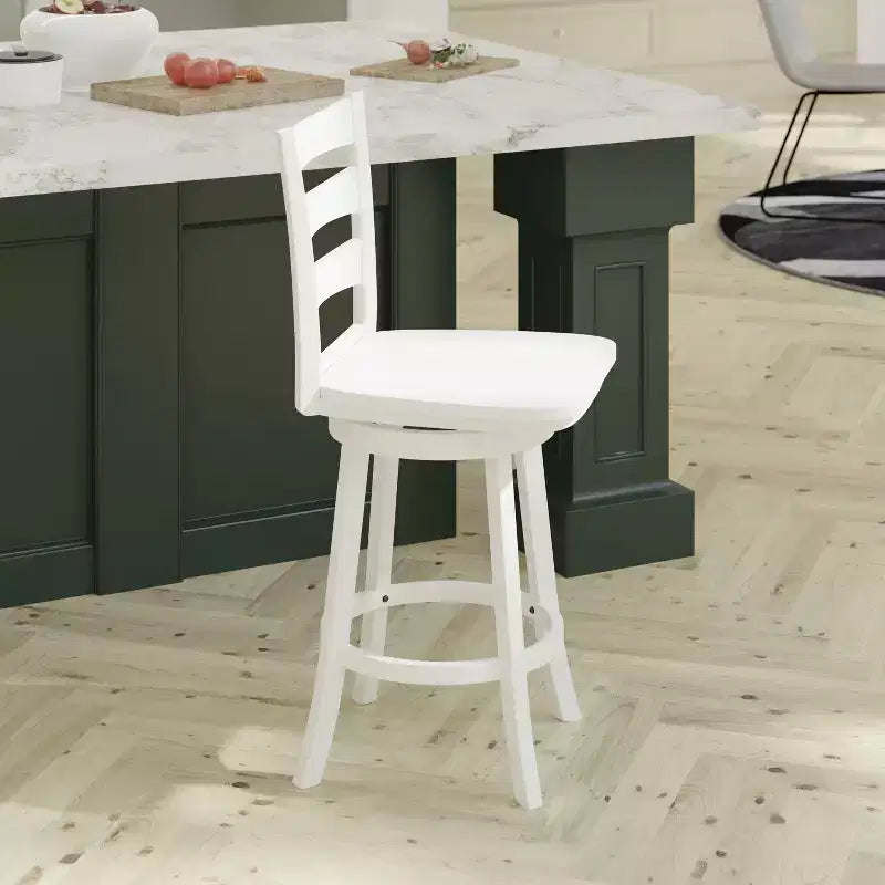 Emma and Oliver Classic Ladderback Counter Height Dining Stool with Wood Seat