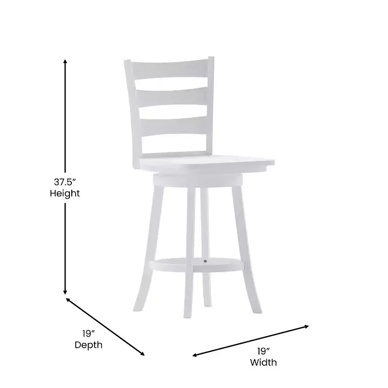 Emma and Oliver Classic Ladderback Counter Height Dining Stool with Wood Seat