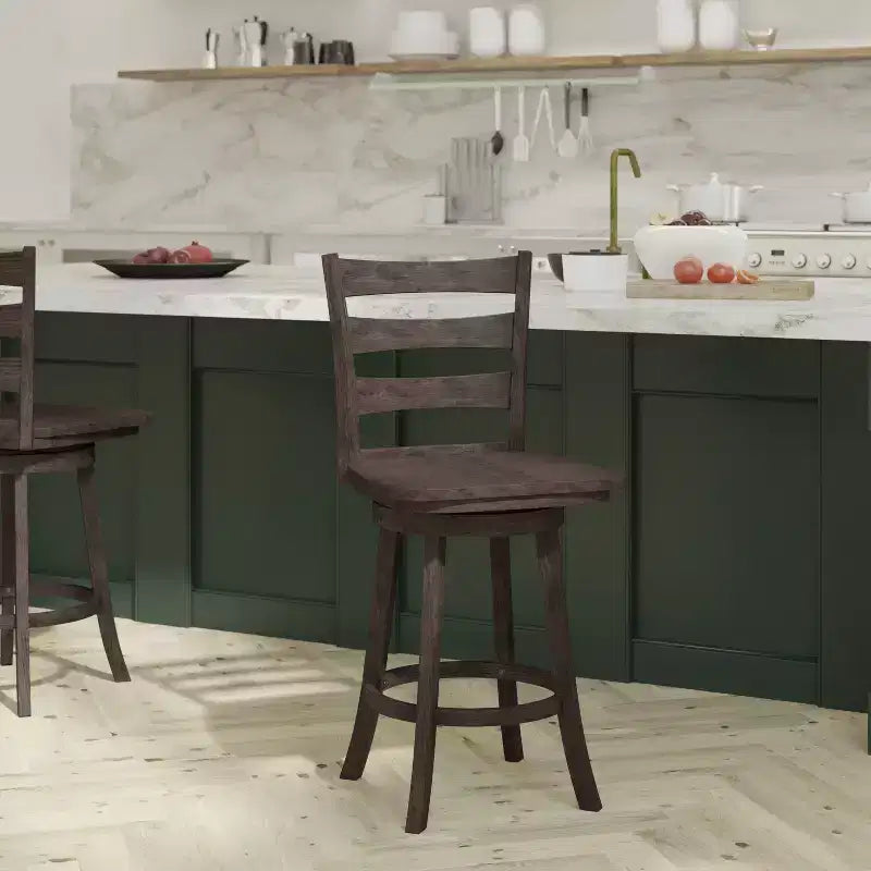 Emma and Oliver Classic Ladderback Counter Height Dining Stool with Wood Seat