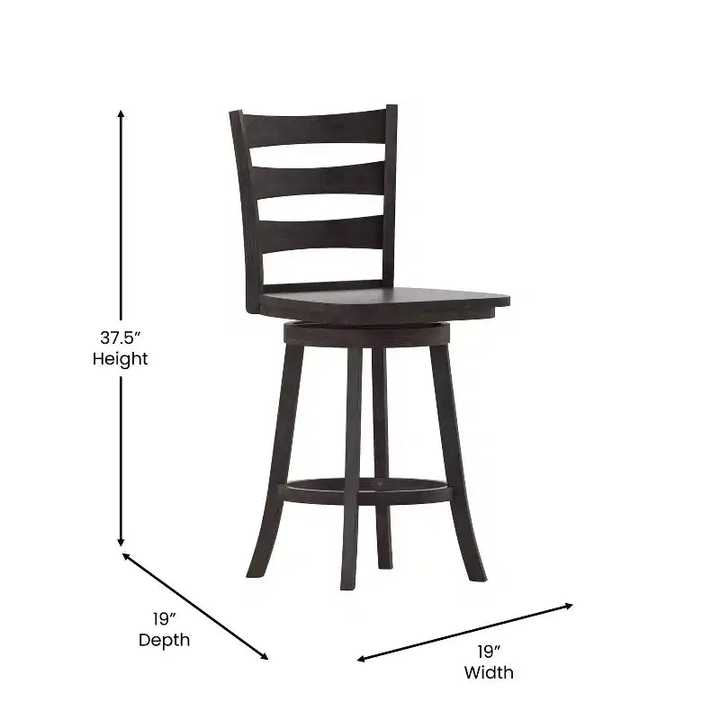 Emma and Oliver Classic Ladderback Counter Height Dining Stool with Wood Seat