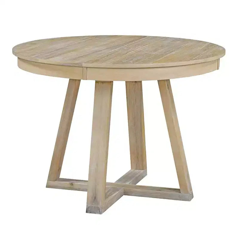 5-Piece Vintage Functional Dining Set, Round Table with 16 Wide Leaf and 4 Upholstered Chairs - ModernLuxe