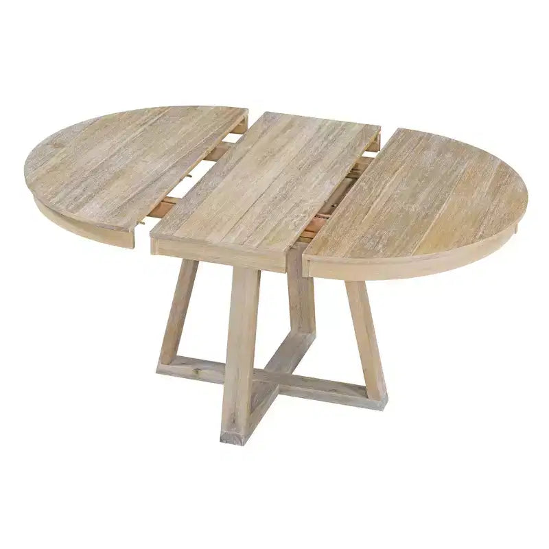5-Piece Vintage Functional Dining Set, Round Table with 16 Wide Leaf and 4 Upholstered Chairs - ModernLuxe