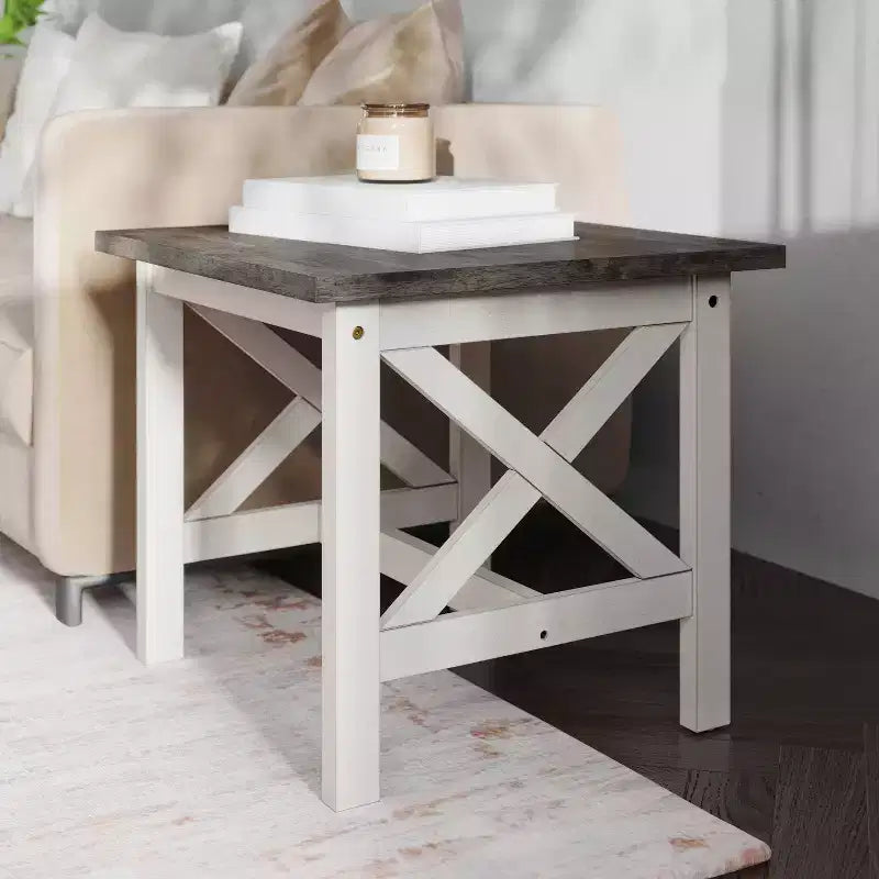 Emma and Oliver Solid Wood Farmhouse Style End Table