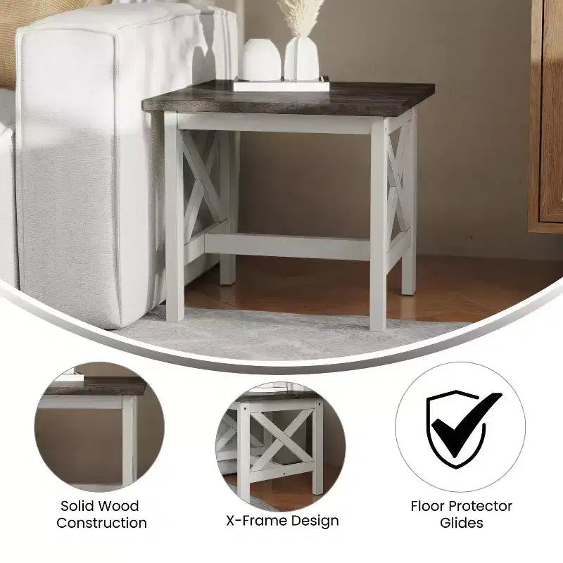 Emma and Oliver Solid Wood Farmhouse Style End Table