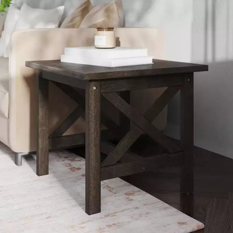 Emma and Oliver Solid Wood Farmhouse Style End Table