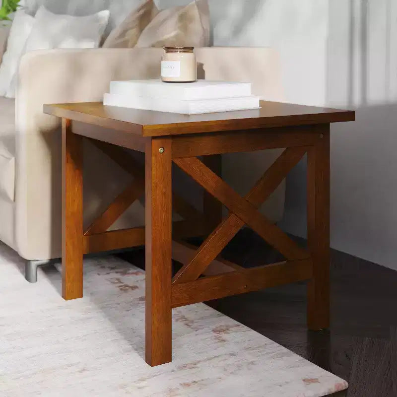 Emma and Oliver Solid Wood Farmhouse Style End Table