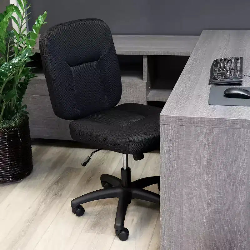 Elama Mid Back Adjustable Fabric Office Chair in Black