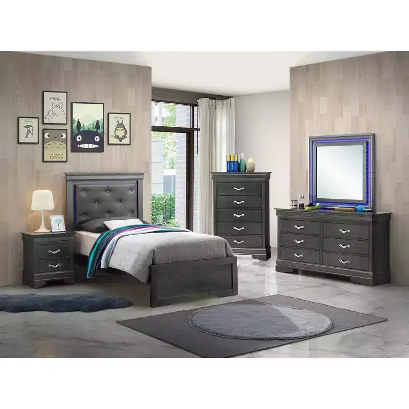 Passion Furniture Lorana and Twin Panel Beds