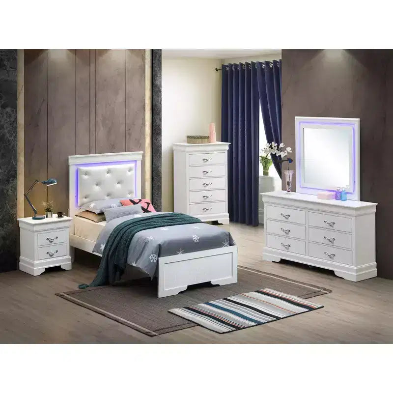 Passion Furniture Lorana and Twin Panel Beds